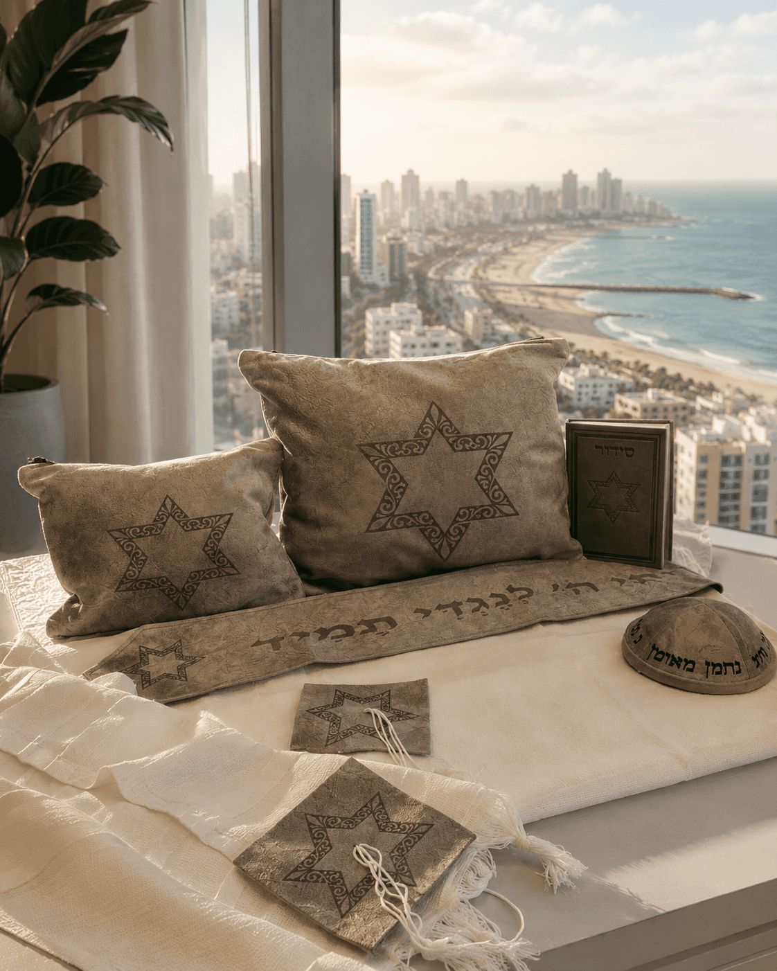 ערכת פרמיום לחתן - מגן דוד מעוטר אפור עתיק  
