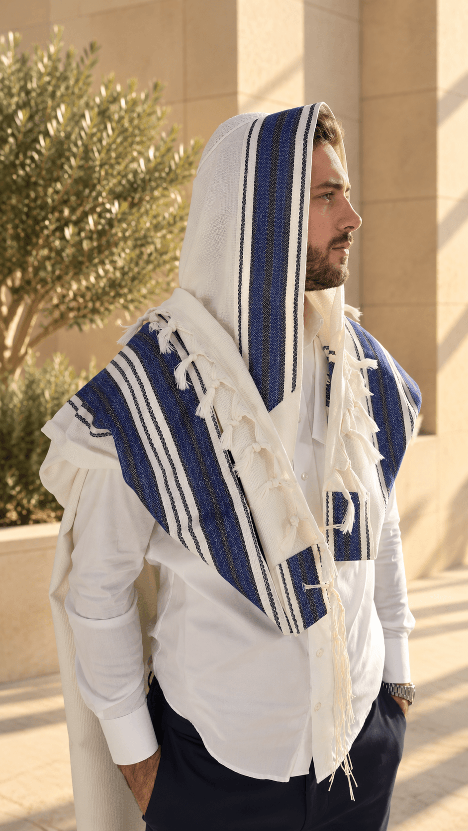 טלית עם עטרה דגם הללויה